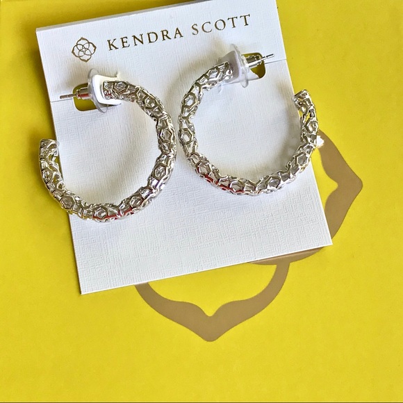 SOLD Kendra Scott Maggie Hoop Silver Filigree - Picture 6 of 11